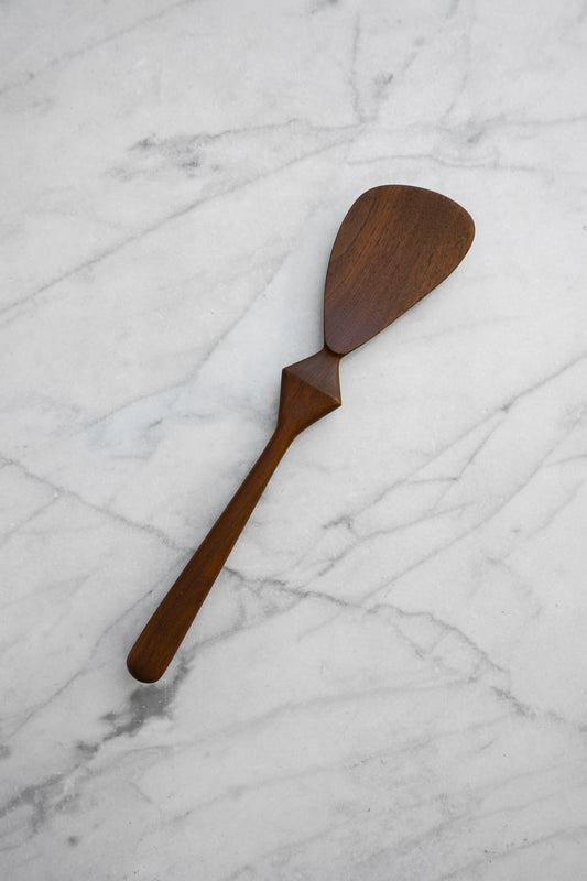 Modern Cooking Spatula - Diamond Handle - Walnut Wood