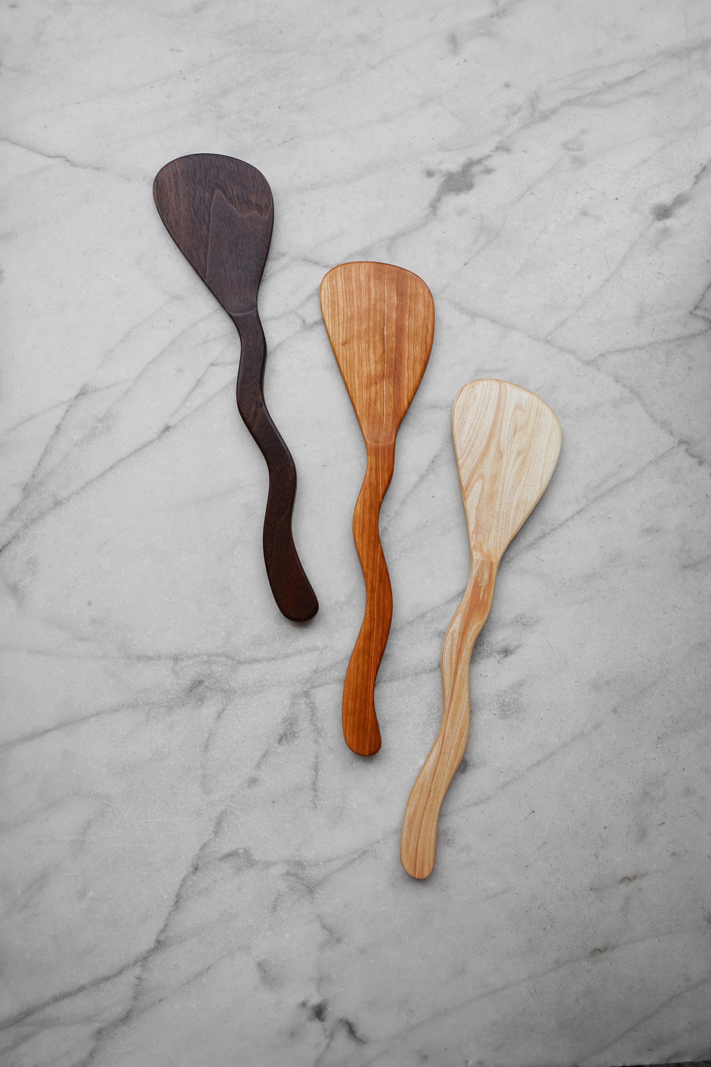 Flat Line - Squiggly Spatula - Walnut, Cherry, or Maple Wood