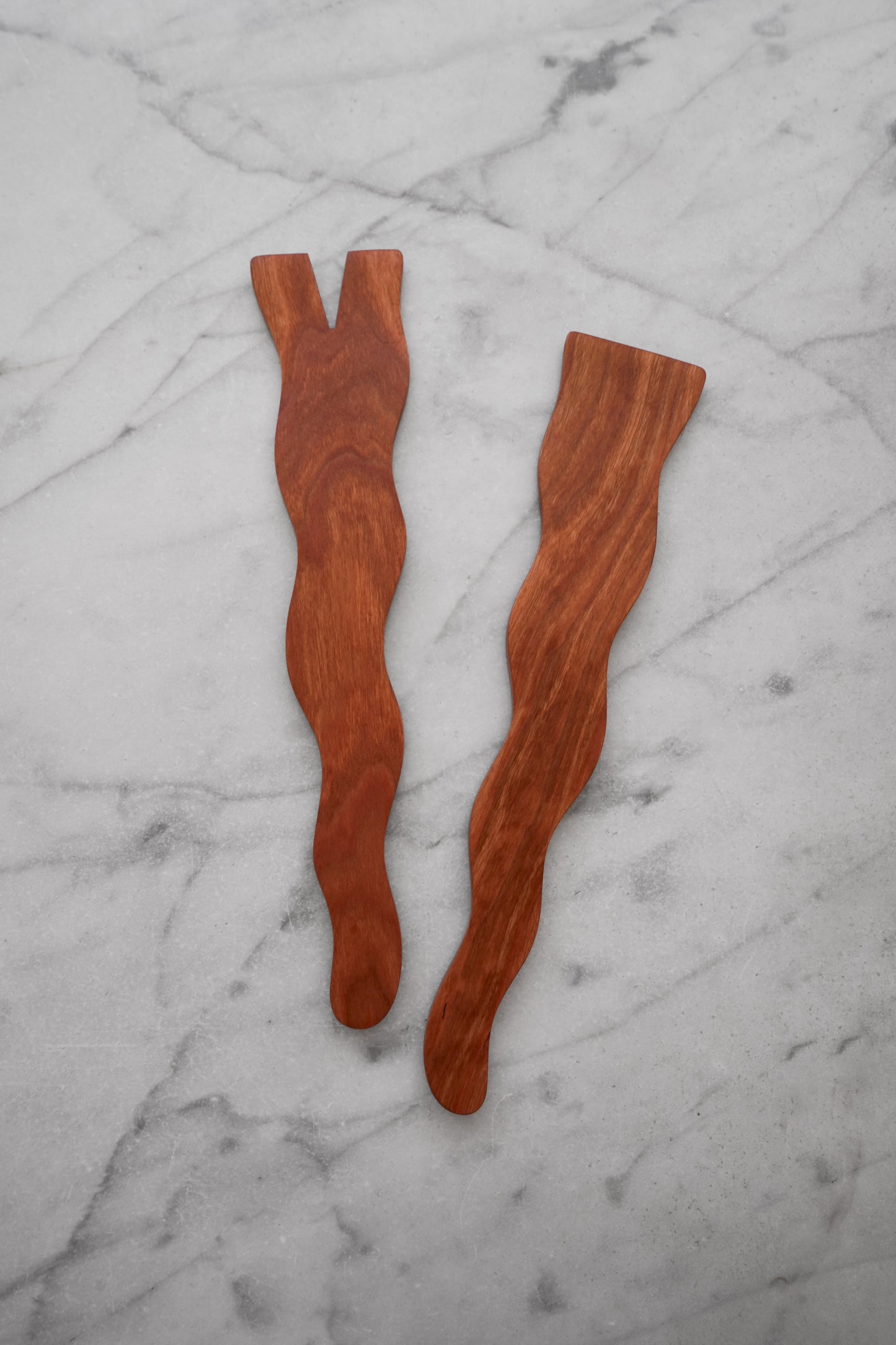 Flat Line - Wavy Salad Set - Walnut, Cherry, or Maple Wood