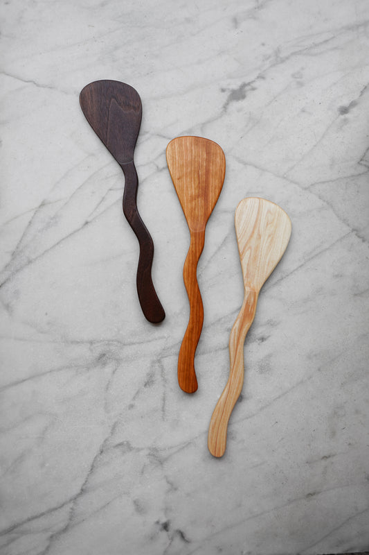 Flat Line - Squiggly Spatula - Walnut, Cherry, or Maple Wood