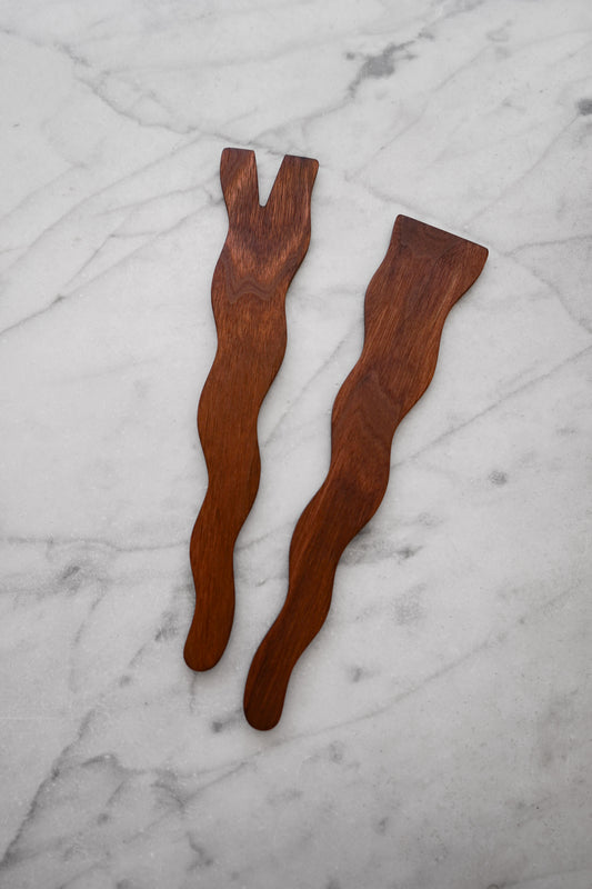 Flat Line - Wavy Salad Set - Walnut Wood