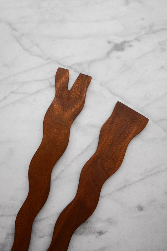 Flat Line - Wavy Salad Set - Walnut Wood