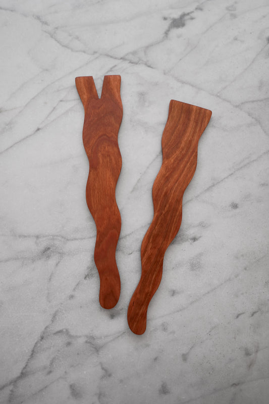 Flat Line - Wavy Salad Set - Cherry Wood