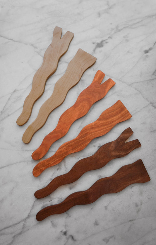 Flat Line - Wavy Salad Set - Walnut, Cherry, or Maple Wood