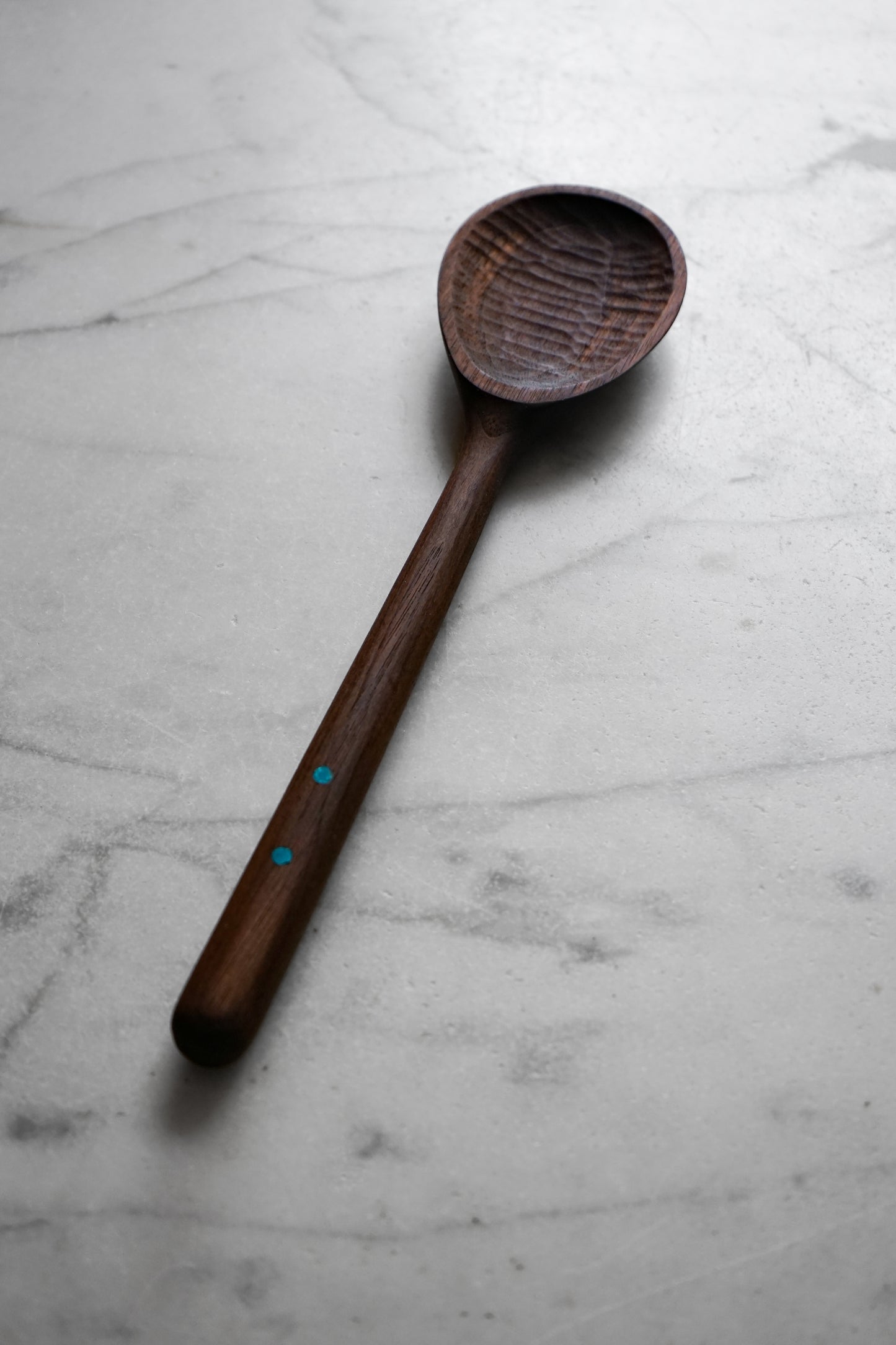 Cooking Spoon - Walnut Wood with Turquoise