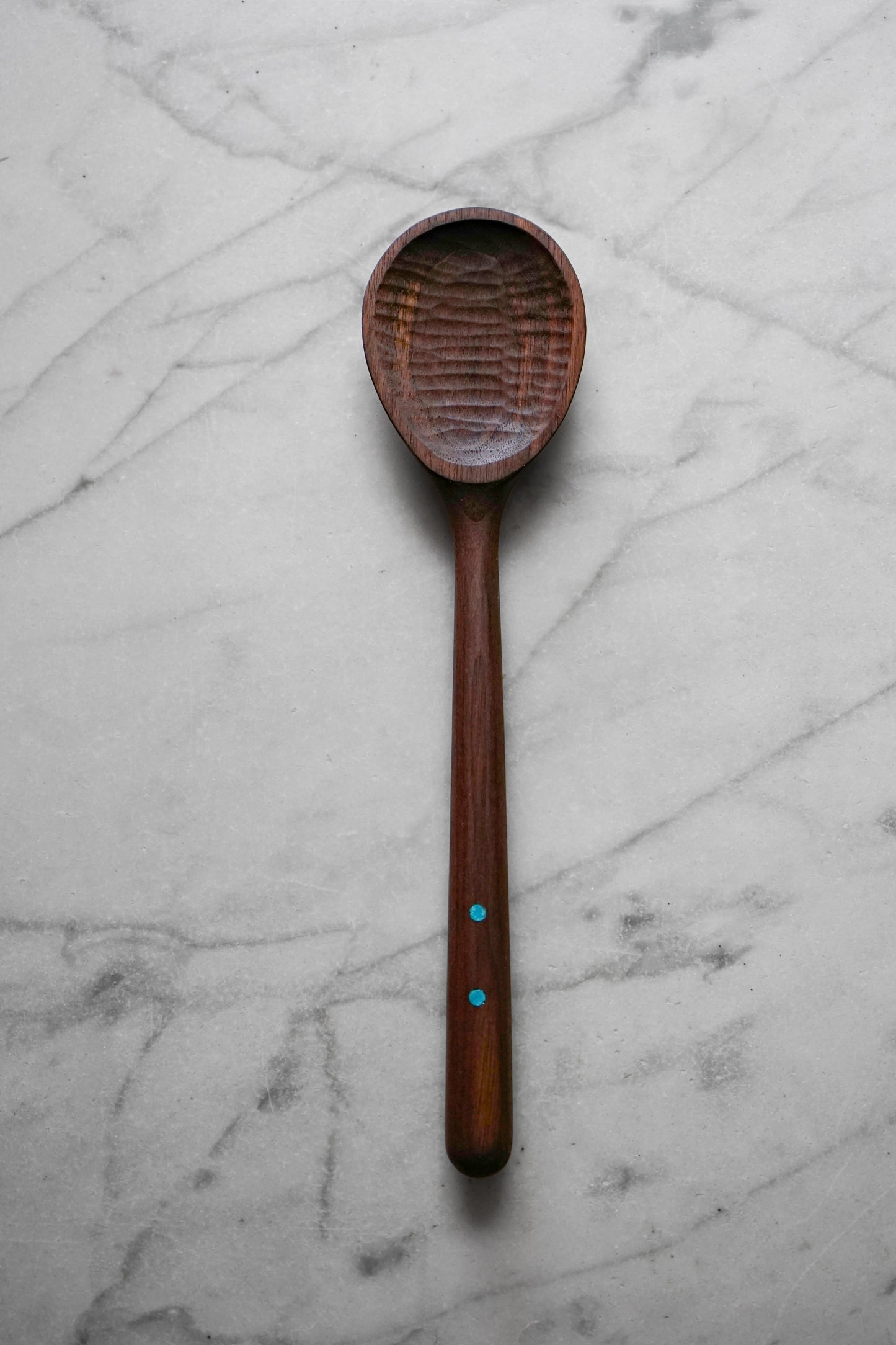 Cooking Spoon - Walnut Wood with Turquoise