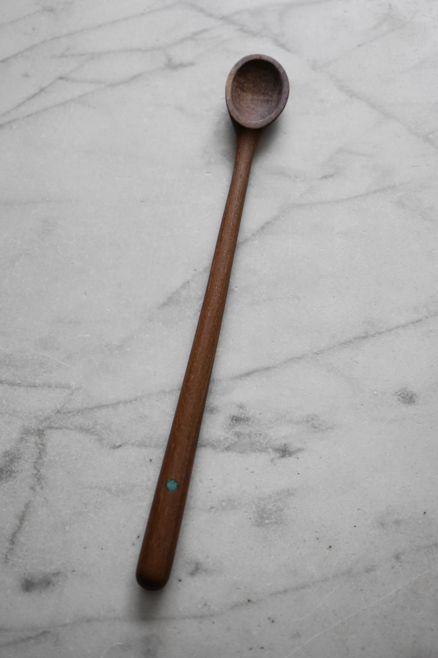 Long Walnut and Turquoise Tasting Spoon